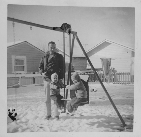 panda with snow in backyard3