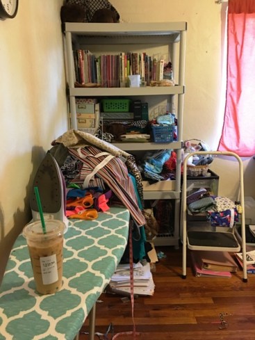 ironing board with coffee