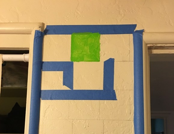 blue tape on wall