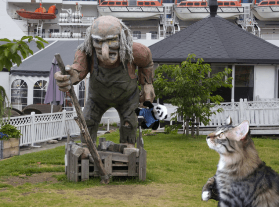 foster looking at troll small