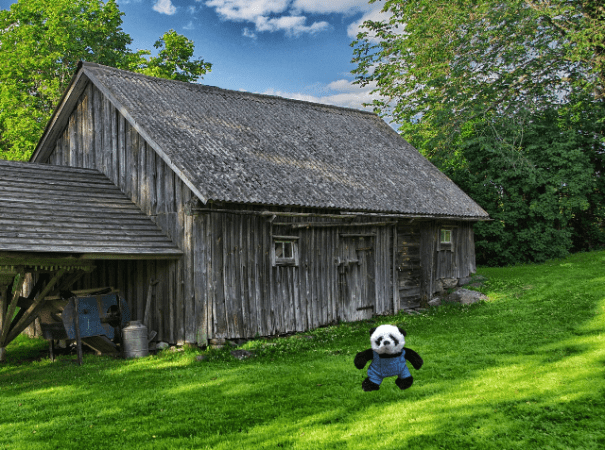panda with gray barn sm