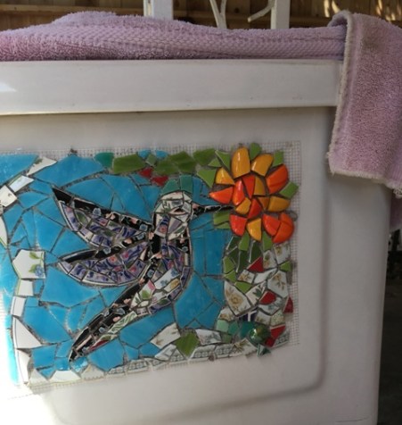 hummingbird glued on